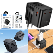 Power Charger hoco AC31 three-port PD25W(2C1A) - ឆ្នាំងសាក ហូកូ AC31 PD25W(2C1A) មានជើងបំឡែងគ្រប់ប្រភេទ
