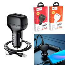 Power Car Charger Hoco ​Z36 Cable Micro - ឆ្នាំងសាកក្នុងឡាន Z36 រុន 2 មានខ្សែ Micro