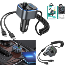 Car Bluetooth FM transmitter hoco E74 QC3.0 - ប្លូធូឡាន FM បញ្ជូនសំលេង ហូកូ E74 QC3.0